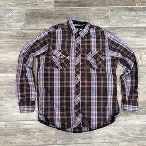 Mossy Oak Hunting Wear Plaid Double Pocket Long Sleeve Buttonfront Shirt Size M